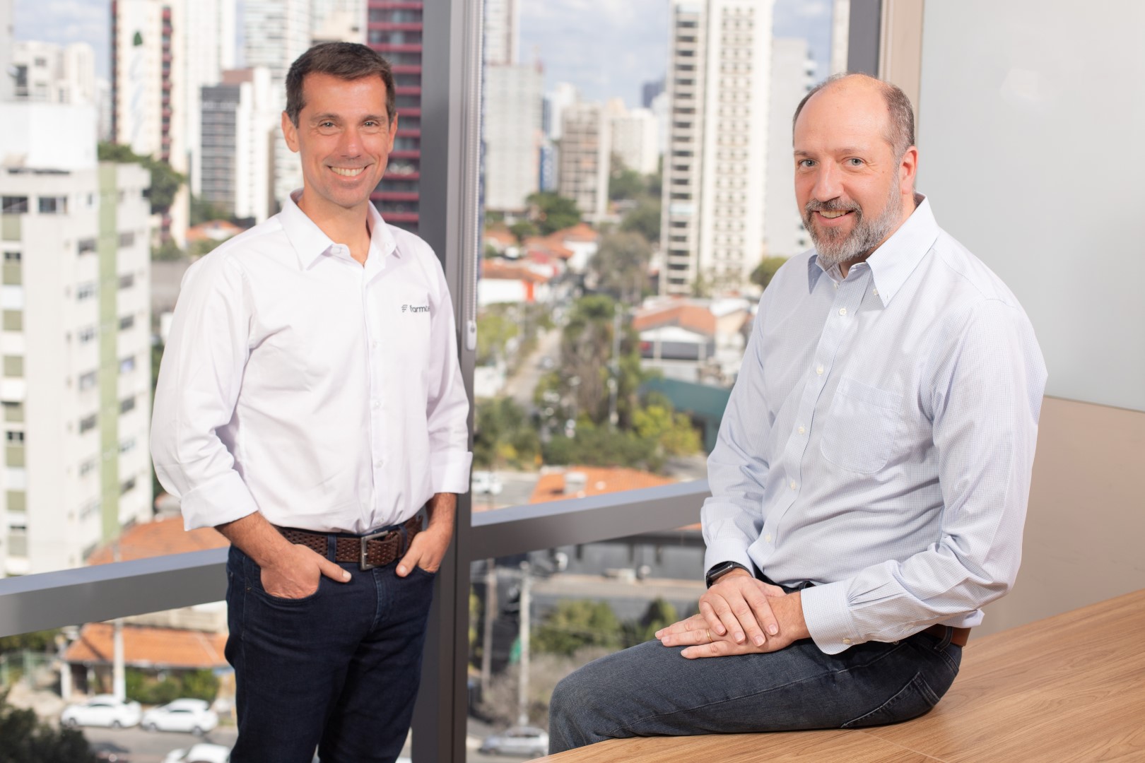 Na foto, Rafael Pilla, CEO da Farmtech e Marcos Arruda, diretor de finanças da divisão agrícola da Bayer no Brasil